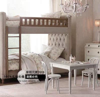 美式高低床 韩式双层子母床 上下床 欧式软包实木儿童子母床 定制