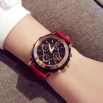 韩国新款正品时尚女士手表韩版时装表皮带休闲个性大表盘女生手表