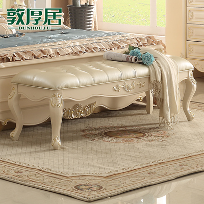 欧式床尾凳 美式真皮长沙发凳床头凳实木深色简约椅凳换鞋凳坐具