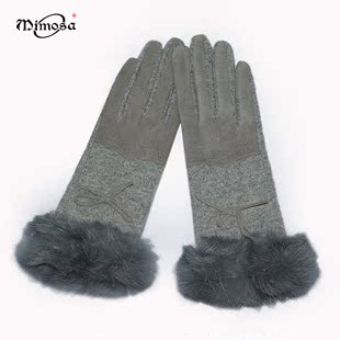 Mimosa 女式秋冬季羊毛绒可爱时尚手套新款女士保暖手套0CE5DA05