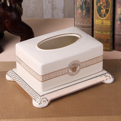 欧式陶瓷创意装饰纸巾盒高档摆件客厅茶几创意抽纸盒家居餐桌家用