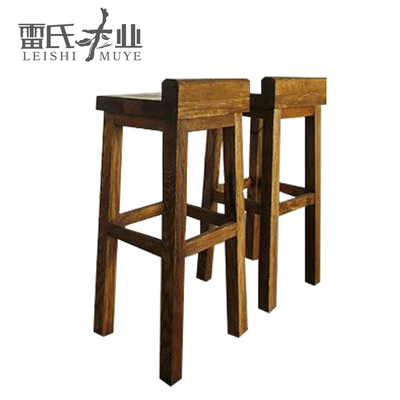 吧台椅实木高脚凳酒吧家用碳化吧凳高木凳子复古做旧欧式收银台椅