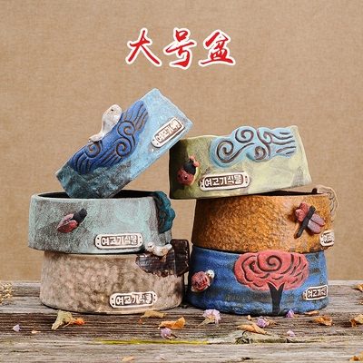 多肉花盆器韩式手绘特大口径瓷盆简约盆景粗陶可爱创意花盆包邮