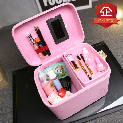 超大容量化妆箱 刺绣化妆品彩妆护肤品收纳盒 韩国隔层化妆包