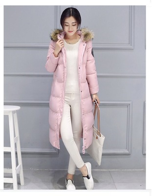 2016冬季新款韩版修身大毛领连帽棉衣女中长款加绒保暖厚棉羽绒服