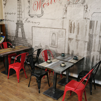 复古铁艺休闲桌椅 个性咖啡厅桌椅 创意西餐厅餐组合桌椅