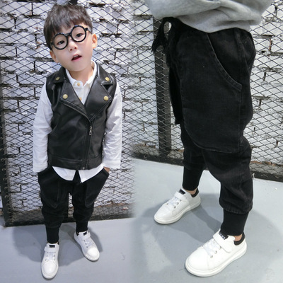 童裤2016秋季新款 韩版儿童牛仔弹力哈伦裤 中性款大口袋 热销