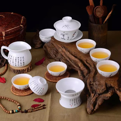 茶具套装 功夫茶具6人陶瓷整套茶具特价包邮景德镇家用茶具四合一