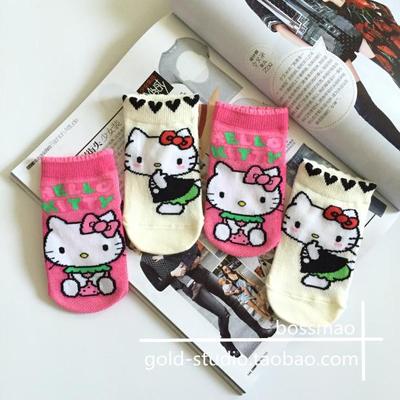 韩国代购进口卡通hello kitty儿童袜子宝宝袜子纯棉短袜船袜子
