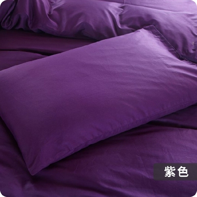40支全棉纯色床上用品单人双人长枕头套 枕巾 信封枕套 紫色