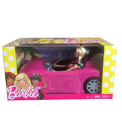 正品Barbie芭比闪亮敞篷车女孩芭比玩具礼物DJR55