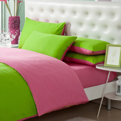 床上全棉纯色简约素色纯棉四件套1.8双拼被单2.0m双人夏季1.5特价