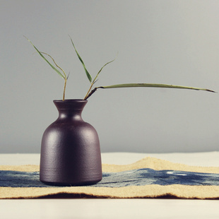 手工粗陶花插花瓶 古朴陶瓷装饰系列日式风格家居桌面装饰品