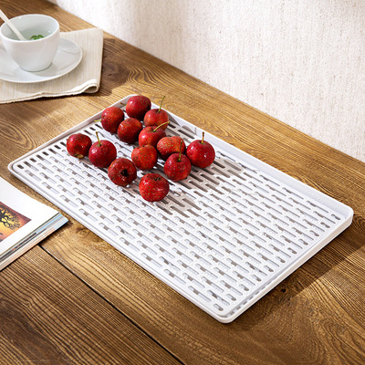 简约塑料长方形沥水盘托盘创意茶盘子厨房客厅水果盘沥水架饺子盘