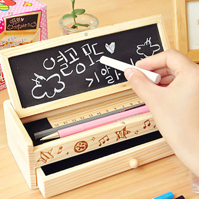 韩版可爱铅笔盒多功能木制原木文具盒木质AOSHENG8岁4岁11岁