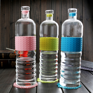糖果瓶耐热玻璃水瓶 创意车载杯子玻璃杯 矿泉水瓶1000ml