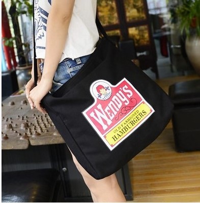 韩国复古单肩包字母帆布袋牛仔布环保袋购物袋手提袋时尚女包