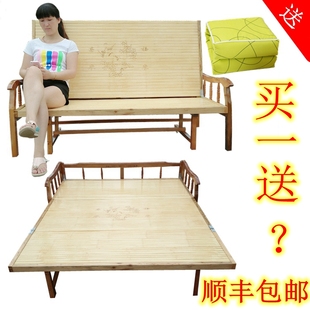 折叠沙发竹床单人双人床小户型懒人床多功能实木午休床简易两用床
