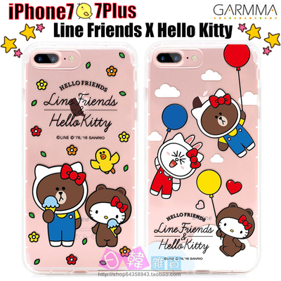 台灣正版Line Friends Hello Kitty蘋果7 iPhone 7Plus全包手機殼