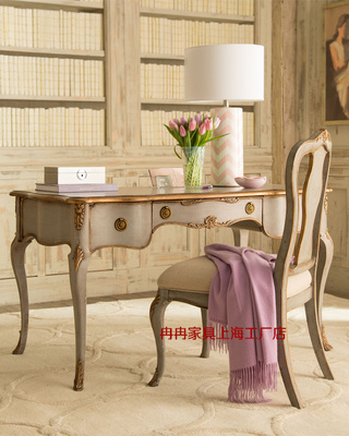 法式乡村新古典家用家具美式写字桌办公桌书房桌实木书台电脑桌子