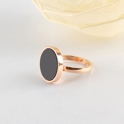 时尚个性夸张圆盘圆形黑色钛钢戒指同款不褪色防过敏指环