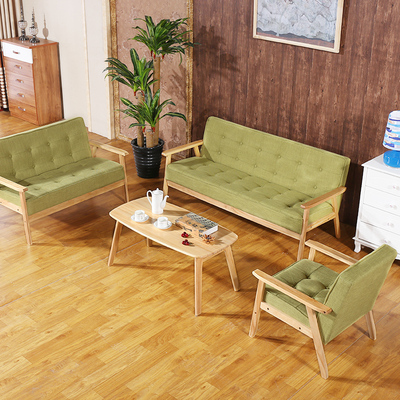 北欧小户型沙发客厅实木沙发椅组合日式简约单人沙发三人实木沙发