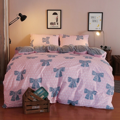 A版全棉B版水晶绒法莱绒四件套法兰绒被套床单1.8米双人床上用品