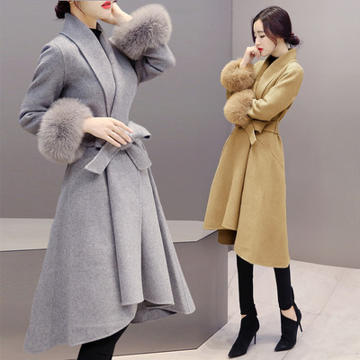 天天特价2016新款韩版秋冬收腰羊毛呢大衣女装中长款修身毛呢外套