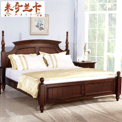 美式全实木双人床1.5/1.8米 简约欧式婚床美式乡村实木卧室家具
