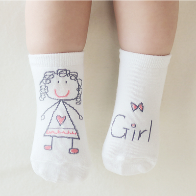 2016韩国新款男孩女孩全棉不对称卡通儿童袜婴儿宝宝防滑袜子