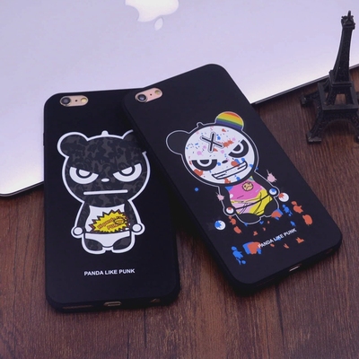 韩版时尚熊猫权志龙同款phone6s手机壳苹果6plus保护套软外壳潮