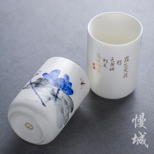 陶瓷茶杯 直口水杯 直筒杯品茗杯白瓷个人杯功夫茶具日式和风杯子