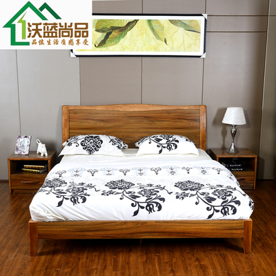 特价 实木大床胡桃木 核桃木橡木床1.51.8米双人床现代中式实木床
