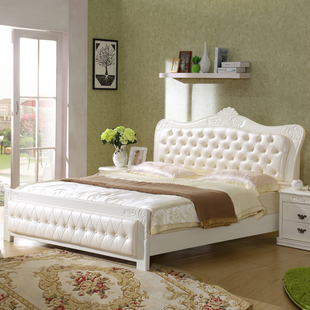 实木床1.8米双人橡木床1.5米床时尚公主床皮床婚床软靠背现代简约