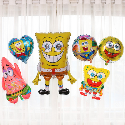 卡通海绵宝宝铝膜气球 节日派对生日周岁婚庆布置儿童玩具气球