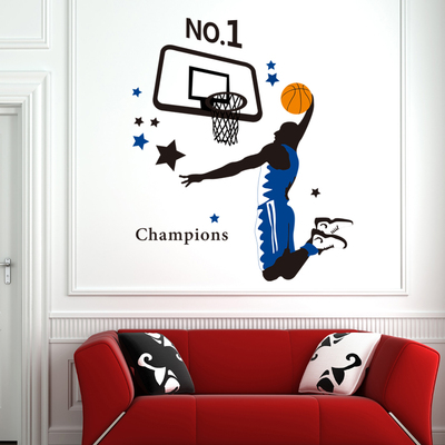 可移除 NBA全明星 客厅卧室寝室体育运动篮球背景墙壁贴纸 墙贴
