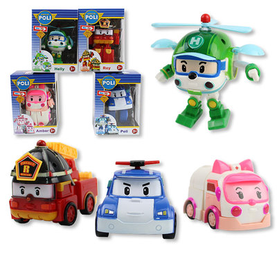 加固POLI全套4件变形警车珀利停车场套装机器人战队益智儿童玩具