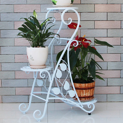 欧式铁艺创意多层花架子绿萝吊兰实木阳台客厅室内落地花盆架特价