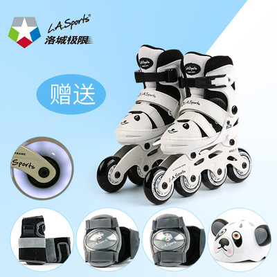 俱乐部熊猫全套装溜冰鞋儿童直排可调大小轮滑鞋3456789-10岁滑冰