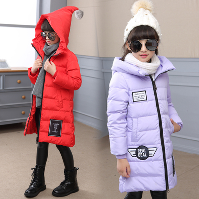 女童棉衣外套冬季新款9 12岁女孩中长款连帽棉服加厚保暖棉袄韩版
