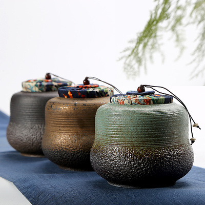 粗陶茶叶罐陶瓷醒茶罐艺术创意密封储蓄罐红茶大号小号普洱茶罐子