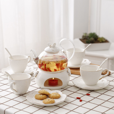 日式陶瓷加热花茶茶具套装耐热玻璃花草茶壶水果英式下午茶杯家用