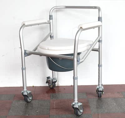 铝合金带轮子老人坐便椅残疾人移动坐便器老年人折叠可调节马桶椅