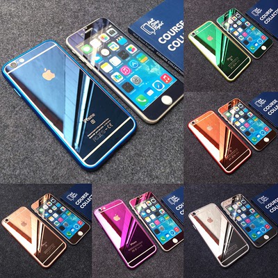 新品iphone6plus钢化玻璃膜苹果7手机电镀全屏镜膜前后彩色高清膜
