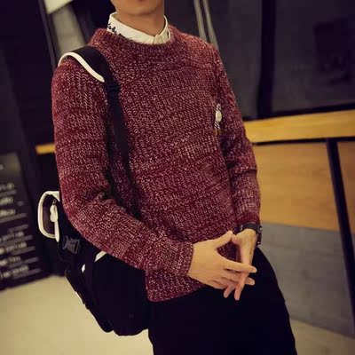秋季男士毛衣圆领韩版长袖套头针织衫青少年冬季毛衫男装学生外套
