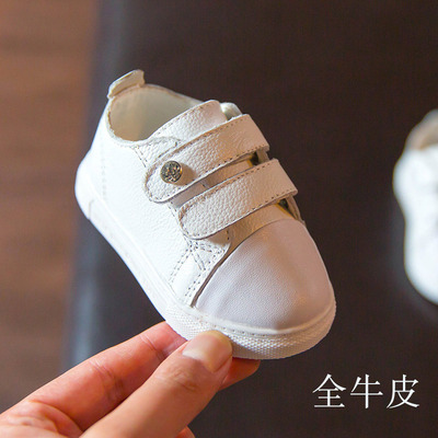 婴儿小白鞋 宝宝秋鞋子1-3岁男女童真皮软底学步鞋 八个月宝宝鞋