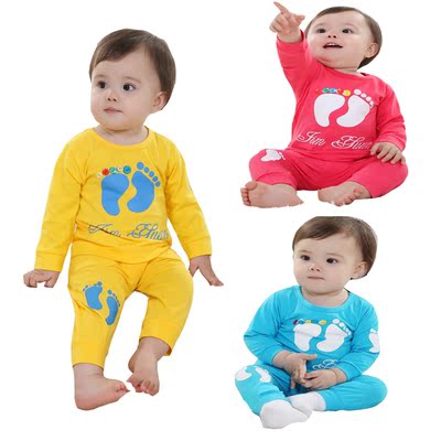 新款婴儿内衣夏季套装0-1-2-3周岁男女童纯棉长袖宝宝秋款衣裤潮