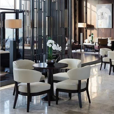 新中式酒店餐厅餐椅茶楼接待一桌四椅组合售楼处部洽谈会客圆桌椅