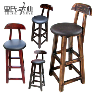 特价全实木餐椅家用靠背椅子碳化色复古田园椅火烧木餐厅书桌椅子
