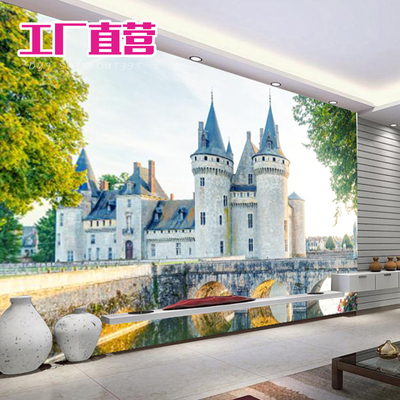 地中海城堡风景建筑3D立体无缝壁画卧室餐厅客厅电视背景墙纸壁纸